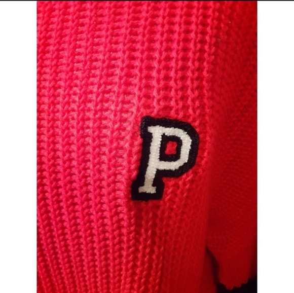 PINK VS Boyfriend Crewneck Sweater Red "Lettermen"w/ Blk details rare/htf 😍🔥💎 - Picture 11 of 11